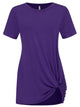 WT2312 Women's Casual Shirts Twist Knot Tunics Top