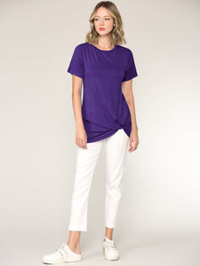 WT2312 Women's Casual Shirts Twist Knot Tunics Top