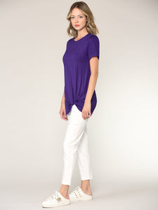 WT2312 Women's Casual Shirts Twist Knot Tunics Top