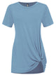WT2312 Women's Casual Shirts Twist Knot Tunics Top