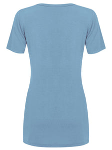 WT2312 Women's Casual Shirts Twist Knot Tunics Top