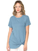 WT2312 Women's Casual Shirts Twist Knot Tunics Top