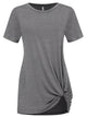 WT2312 Women's Casual Shirts Twist Knot Tunics Top