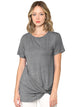 WT2312 Women's Casual Shirts Twist Knot Tunics Top