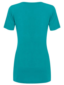 WT2312 Women's Casual Shirts Twist Knot Tunics Top
