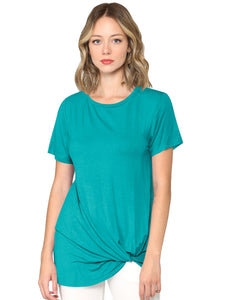 WT2312 Women's Casual Shirts Twist Knot Tunics Top