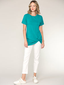 WT2312 Women's Casual Shirts Twist Knot Tunics Top