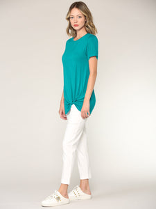 WT2312 Women's Casual Shirts Twist Knot Tunics Top