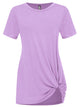 WT2312 Women's Casual Shirts Twist Knot Tunics Top