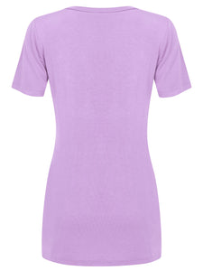 WT2312 Women's Casual Shirts Twist Knot Tunics Top