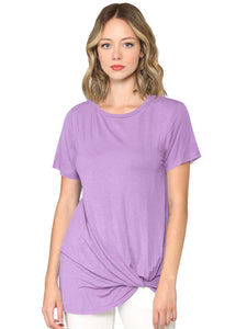 WT2312 Women's Casual Shirts Twist Knot Tunics Top
