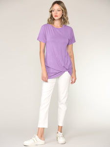 WT2312 Women's Casual Shirts Twist Knot Tunics Top
