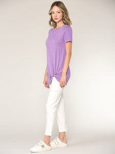 WT2312 Women's Casual Shirts Twist Knot Tunics Top