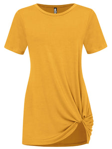 WT2312 Women's Casual Shirts Twist Knot Tunics Top