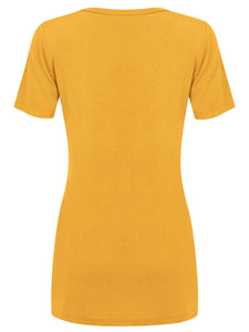 WT2312 Women's Casual Shirts Twist Knot Tunics Top
