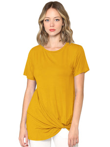 WT2312 Women's Casual Shirts Twist Knot Tunics Top