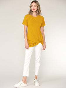 WT2312 Women's Casual Shirts Twist Knot Tunics Top