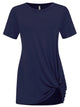 WT2312 Women's Casual Shirts Twist Knot Tunics Top