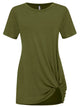 WT2312 Women's Casual Shirts Twist Knot Tunics Top