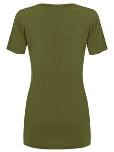 WT2312 Women's Casual Shirts Twist Knot Tunics Top