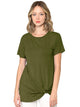 WT2312 Women's Casual Shirts Twist Knot Tunics Top