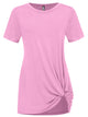 WT2312 Women's Casual Shirts Twist Knot Tunics Top