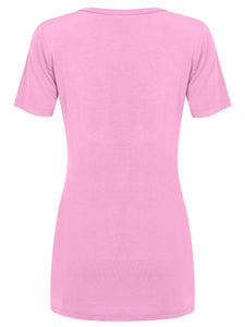 WT2312 Women's Casual Shirts Twist Knot Tunics Top