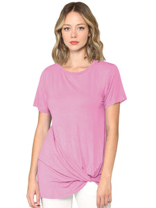 WT2312 Women's Casual Shirts Twist Knot Tunics Top
