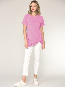 WT2312 Women's Casual Shirts Twist Knot Tunics Top