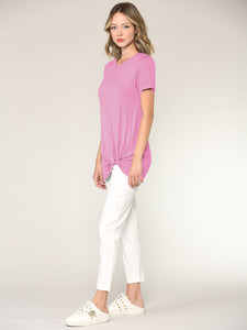 WT2312 Women's Casual Shirts Twist Knot Tunics Top