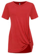 WT2312 Women's Casual Shirts Twist Knot Tunics Top