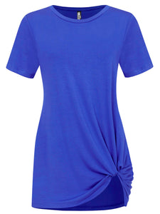 WT2312 Women's Casual Shirts Twist Knot Tunics Top