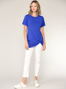 WT2312 Women's Casual Shirts Twist Knot Tunics Top