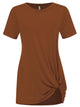 WT2312 Women's Casual Shirts Twist Knot Tunics Top