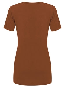WT2312 Women's Casual Shirts Twist Knot Tunics Top