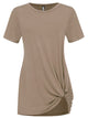 WT2312 Women's Casual Shirts Twist Knot Tunics Top