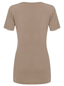 WT2312 Women's Casual Shirts Twist Knot Tunics Top