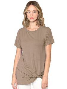 WT2312 Women's Casual Shirts Twist Knot Tunics Top