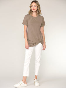 WT2312 Women's Casual Shirts Twist Knot Tunics Top