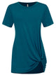 WT2312 Women's Casual Shirts Twist Knot Tunics Top