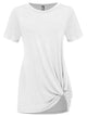 WT2312 Women's Casual Shirts Twist Knot Tunics Top