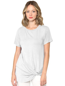 WT2312 Women's Casual Shirts Twist Knot Tunics Top