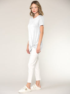 WT2312 Women's Casual Shirts Twist Knot Tunics Top