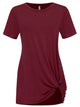 WT2312 Women's Casual Shirts Twist Knot Tunics Top