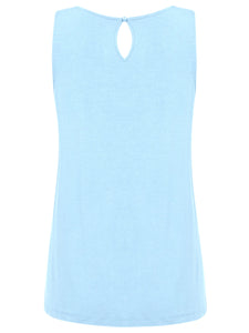 WT2315 Women's Summer Sleeveless Pleated Back Closure Casual Tank Tops