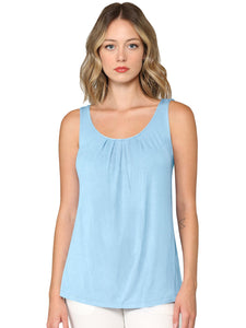 WT2315 Women's Summer Sleeveless Pleated Back Closure Casual Tank Tops
