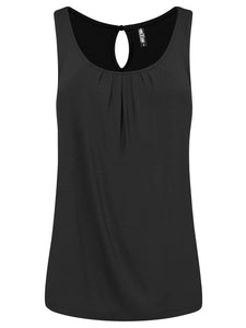 WT2315 Women's Summer Sleeveless Pleated Back Closure Casual Tank Tops