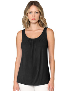WT2315 Women's Summer Sleeveless Pleated Back Closure Casual Tank Tops
