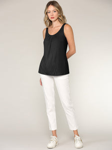 WT2315 Women's Summer Sleeveless Pleated Back Closure Casual Tank Tops