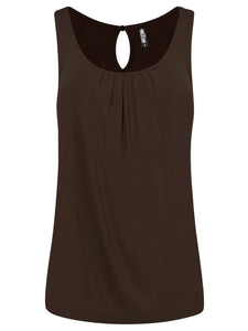 WT2315 Women's Summer Sleeveless Pleated Back Closure Casual Tank Tops